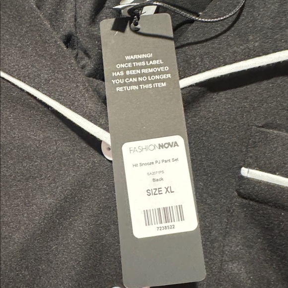 Fashion Nova Charcoal Pajama Set with White Piping - Picture 2 of 4